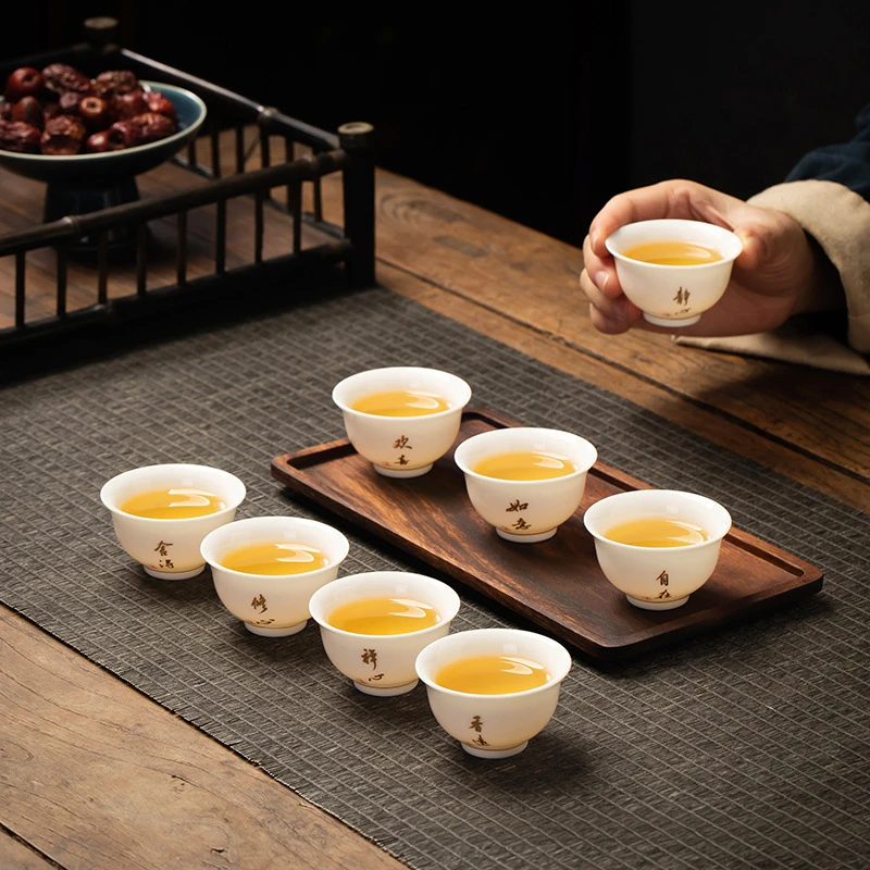 福利羊脂玉白瓷主人杯陶瓷杯品茗杯喝茶碗中式功夫小茶杯茶盏单杯