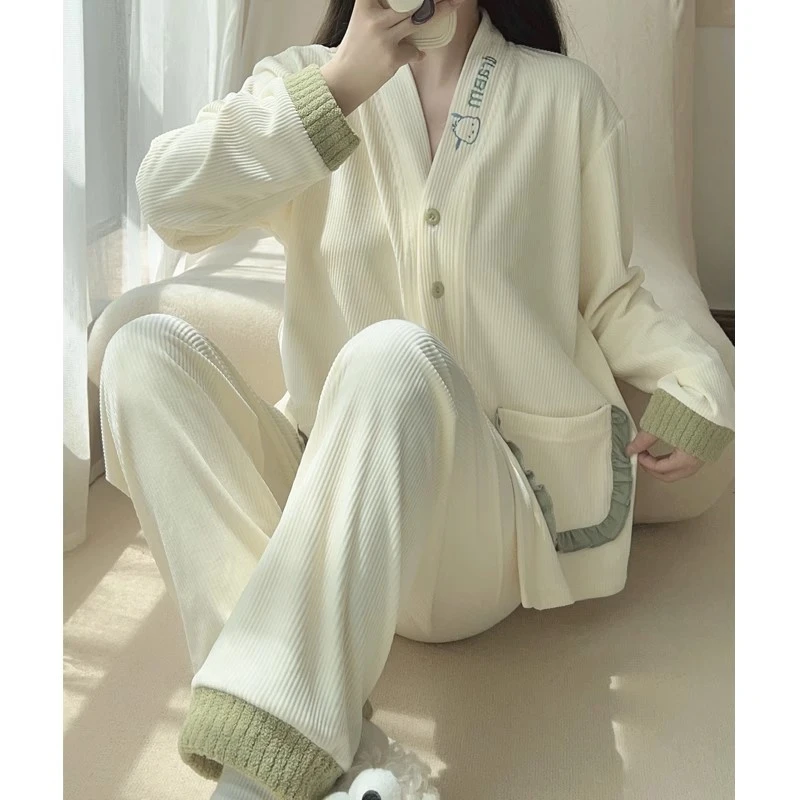 睡衣女冬季薄绒款保暖可爱套装珊瑚绒2023新款高级感法兰绒家居服