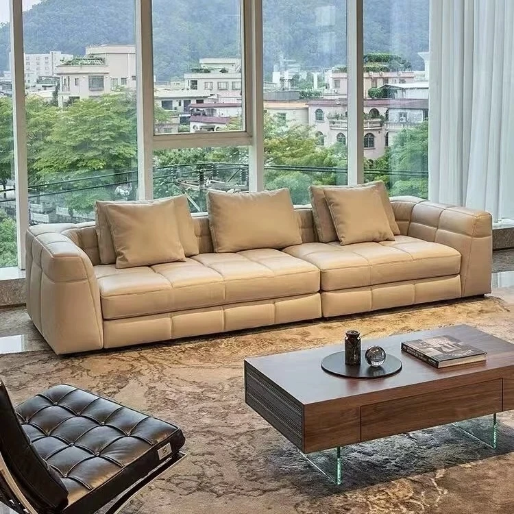 布雷泽真皮沙发头层牛皮组合意式极简2024新款客厅三四人直排沙发