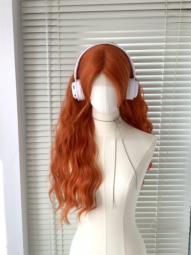 「梅莉达」小蕾丝 落日橙色水波纹长卷发 阳光烂漫少女假发全发套