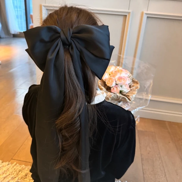 新年公主！超长加大飘带蝴蝶结发夹弹簧夹新款显脸小甜美百搭夹子