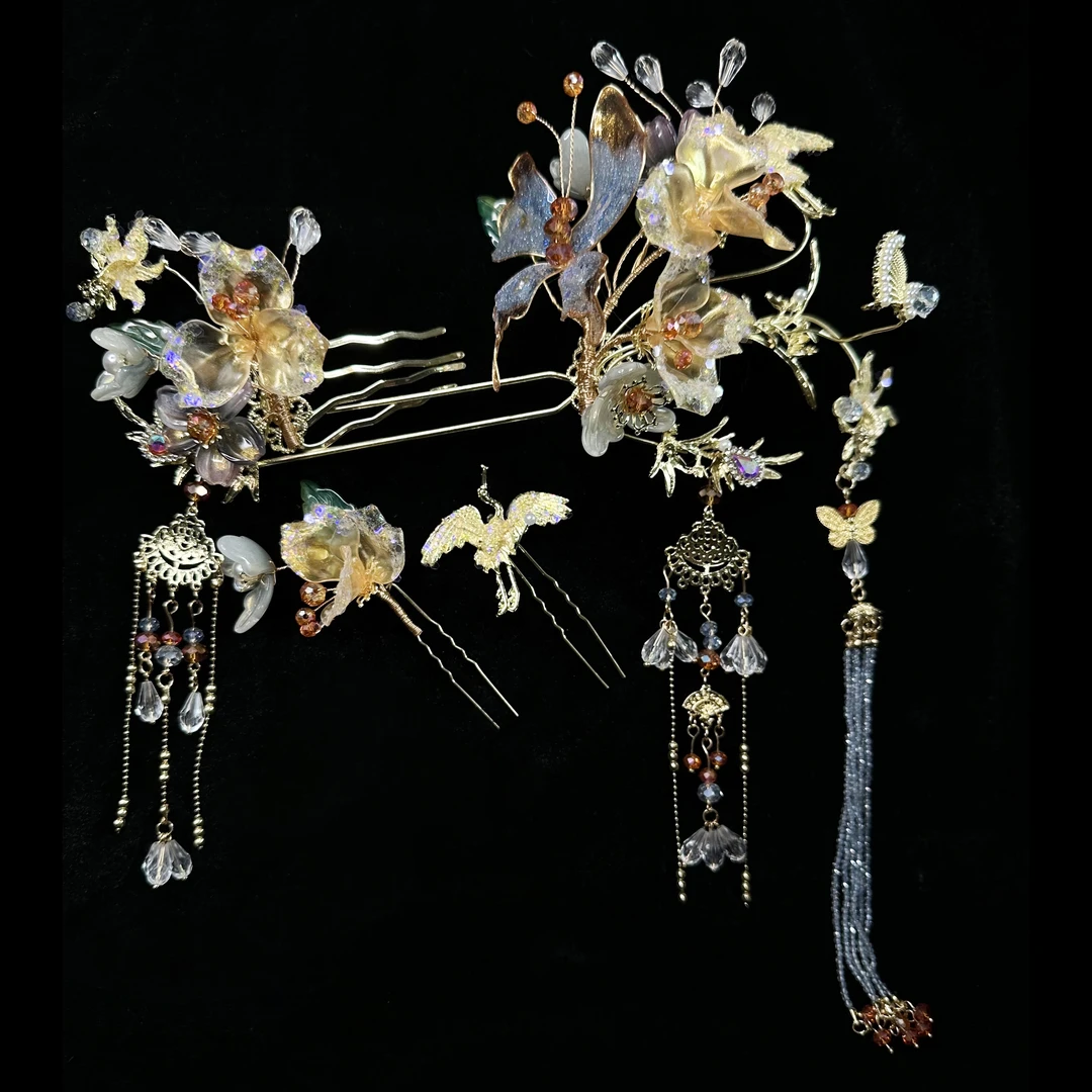 新中式新娘头饰简约古风发簪秀禾敬酒服头饰复古结婚金色HZ778