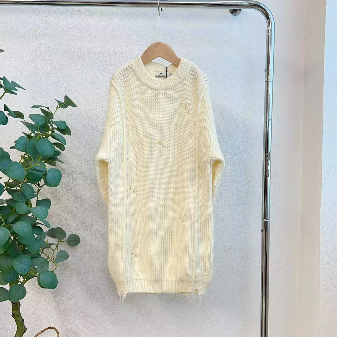 6538屴奶油白长款毛衣