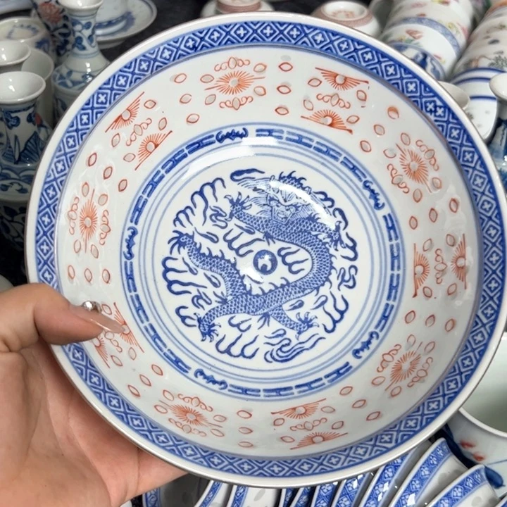 景德镇陶瓷玲珑加彩面碗