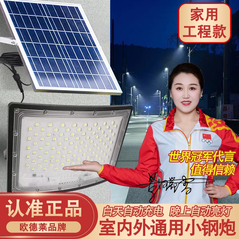 小钢炮分体太阳能灯曲面投光灯LED户外家用庭院农村庭院灯