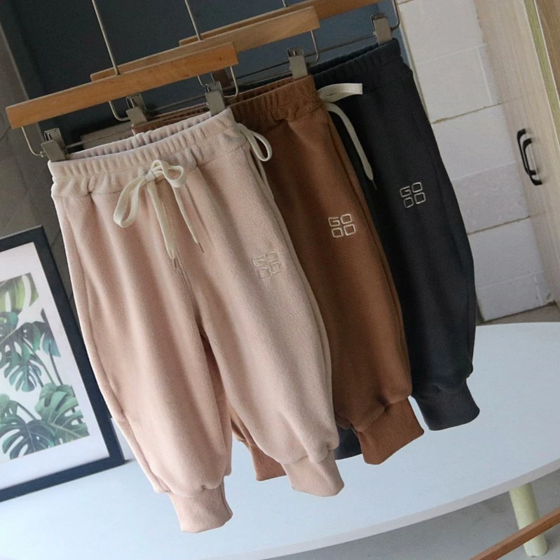 儿童秋冬款宝宝双面奥利绒暖暖裤子保暖裤运动休闲裤