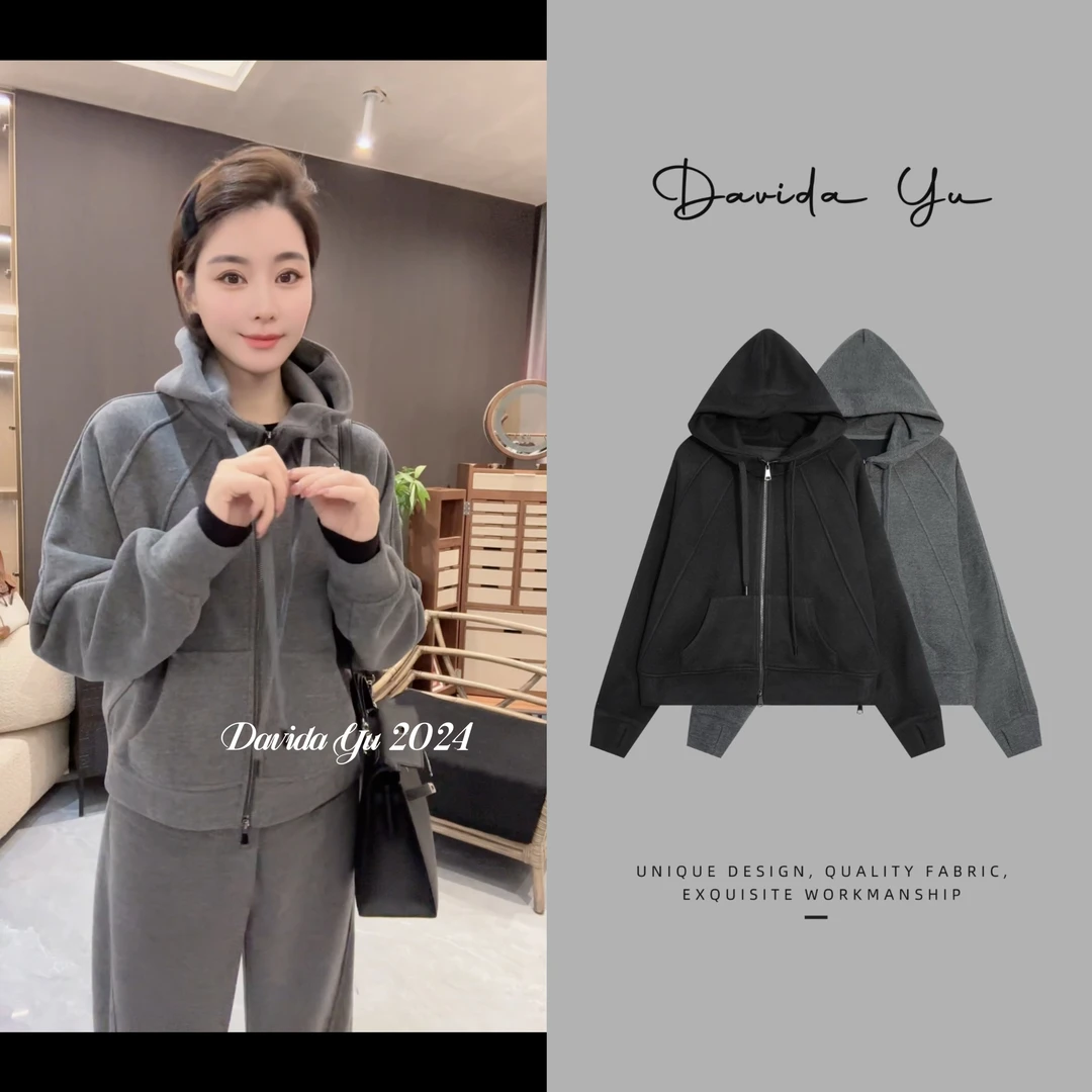 Davida Yu【美学】羊毛醋酸混纺上衣秋冬时尚连帽舒适外套DYRW270