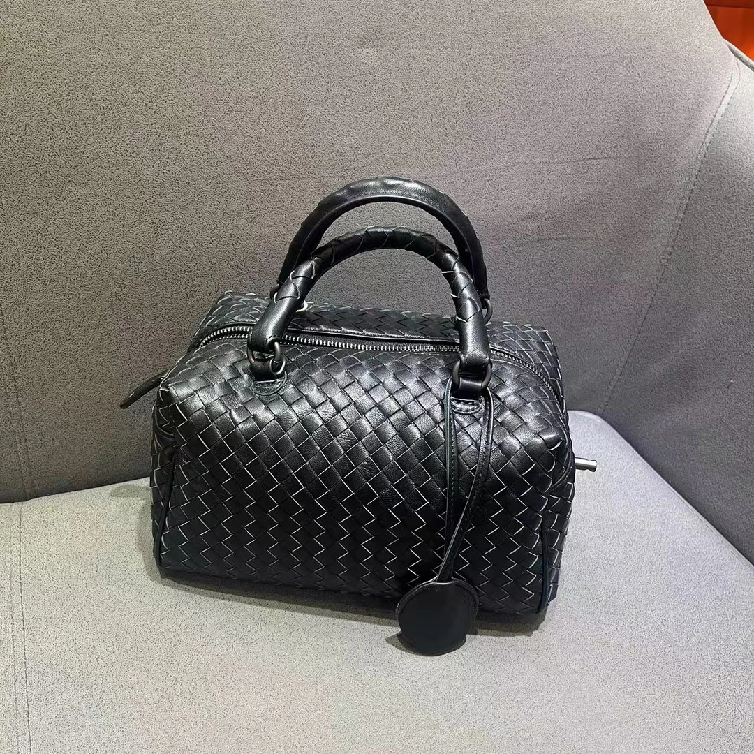 【A105-1095】羊皮手工编织通勤手提包真皮大号波士顿时尚单肩包