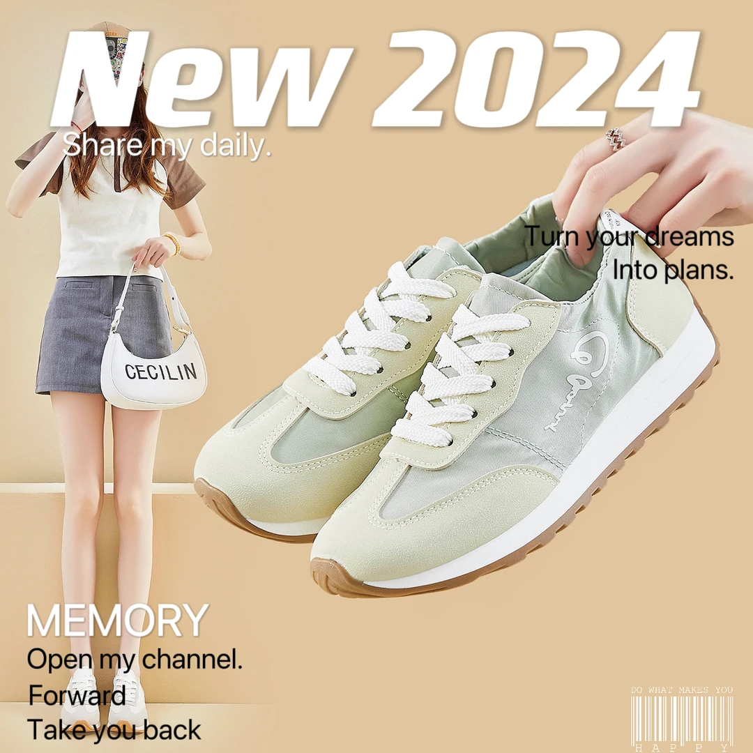 【外贸原单】日系夏季薄荷曼波冰丝德训鞋女百搭运动跑步增高老爹鞋