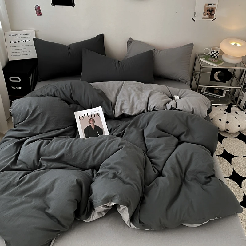 纯色磨毛四件套夏季高级感被套床单学生床品宿舍单人床上三件套