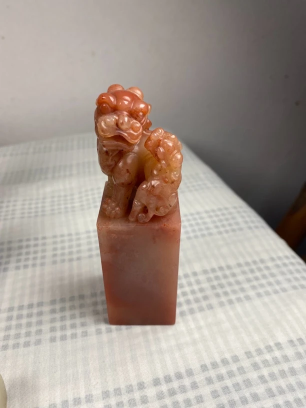 寿山石印章瑞兽母子情深