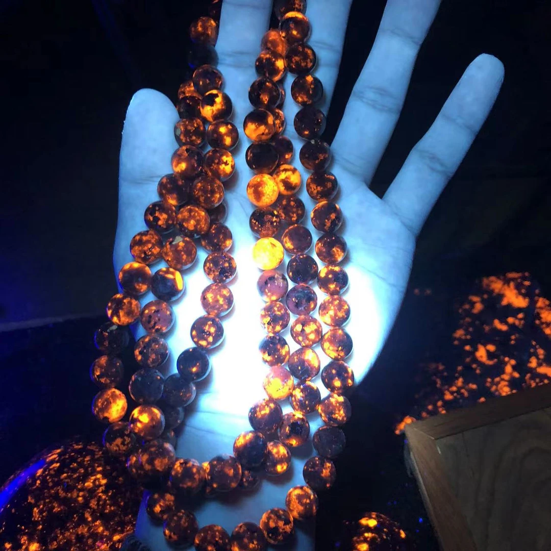 【正品保证】卡10收藏级S级108珠天然原矿火焰石天然奇石多圈卡10mm