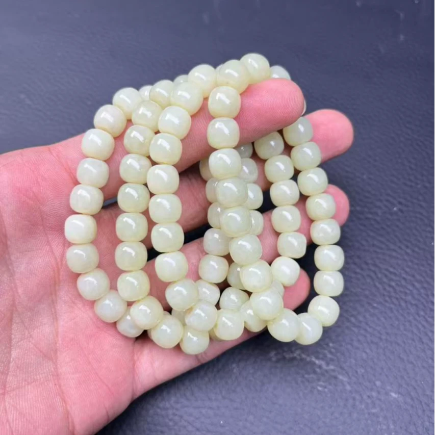 sc266和田玉若羌黄口料老型珠卡9mm多样性发一拍一发一