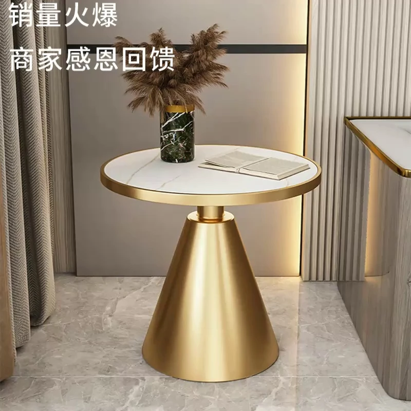 北欧轻奢边几圆形大理石沙发边角几阳台酒店小圆桌网红岩板小茶几