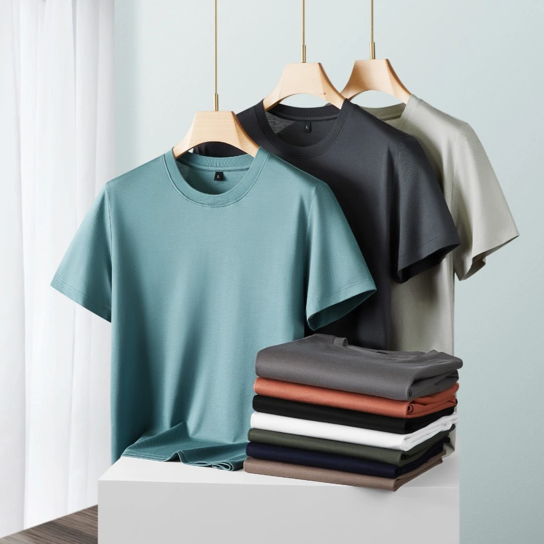 大码男士夏季打底棉质加肥圆领短袖多色可选吸汗透气不透肉1936