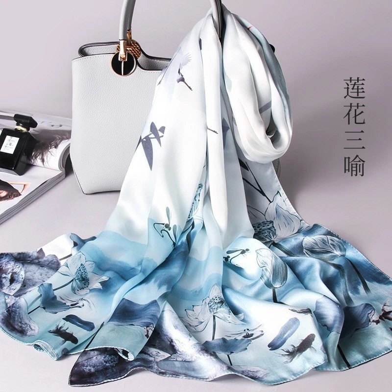 杭州丝巾女士100%桑蚕丝2024新款真丝长条披肩高档母亲节新年礼盒