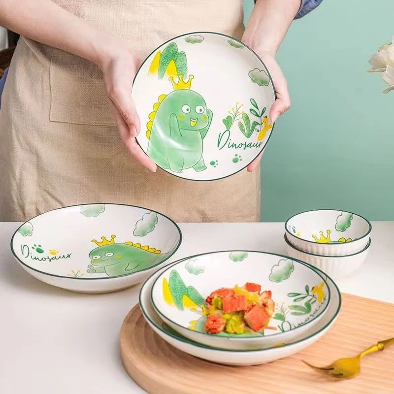 卡通恐龙盘子7英寸4只装