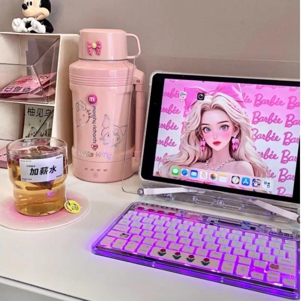 透明发光无线蓝牙键盘鼠标iPad平板电脑学习机手机笔记本静音充电