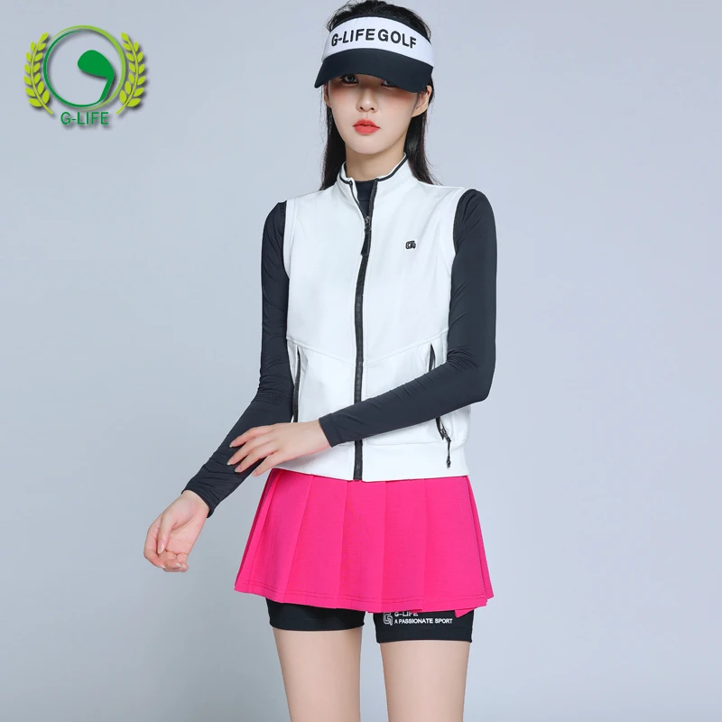 【专业高尔夫】高尔夫女装套装新款无袖马甲秋冬背心保暖外套裙裤