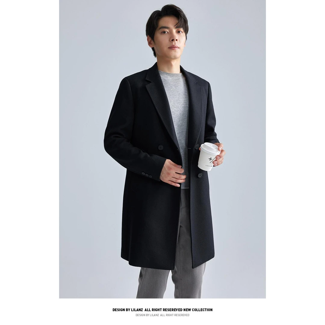 利郎【长款羊毛大衣】男士休闲商务羊绒毛呢长款风衣 A4DYR0082S