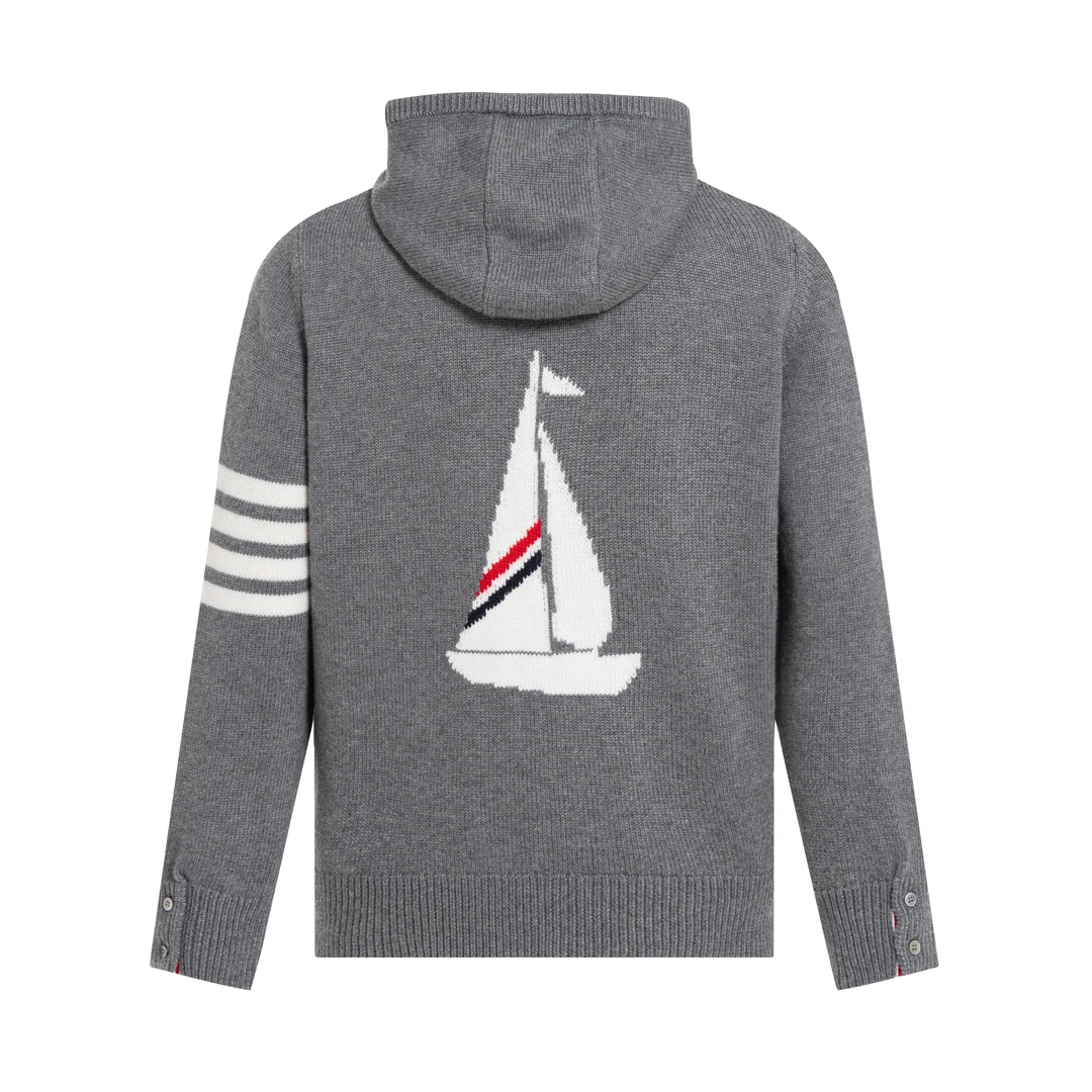 四条杠设计男士外套秋冬外套2024新款帆船图案开衫卫衣SM-YQTB10