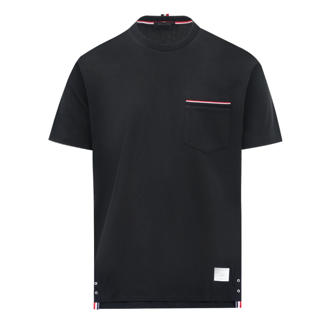 意卡伦萨24SS男士彩色织带休闲时尚百搭宽松圆领舒适T恤SM11663