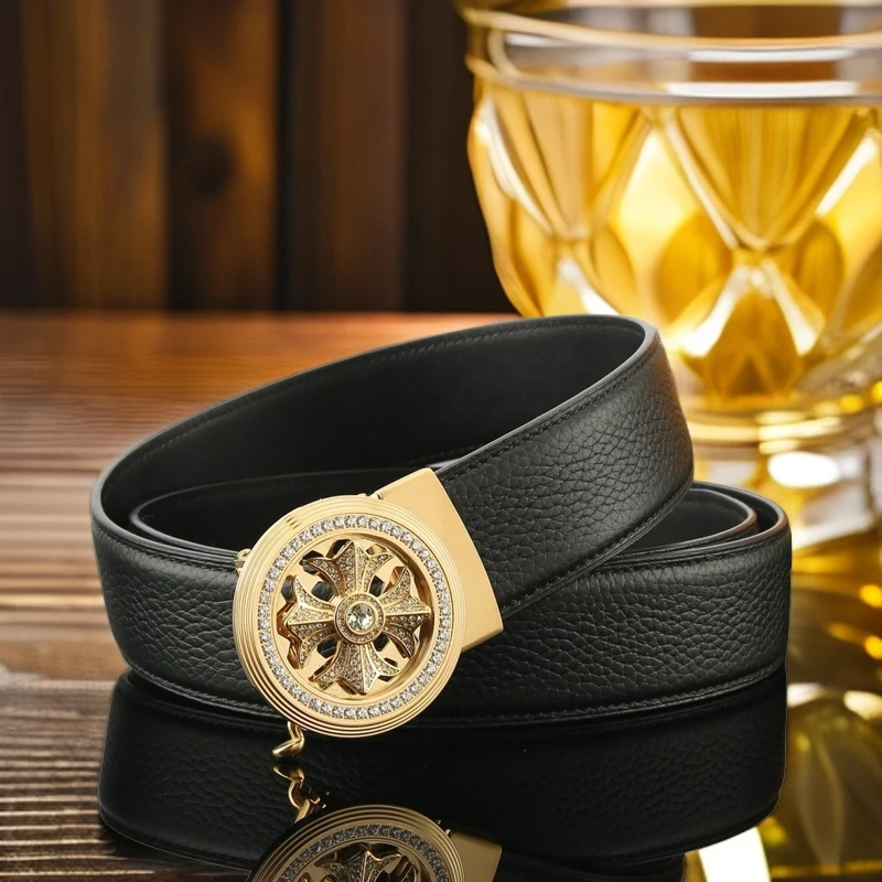 纯牛皮2024新款男款自动扣真牛皮皮带高档商务百搭耐用腰带年轻人