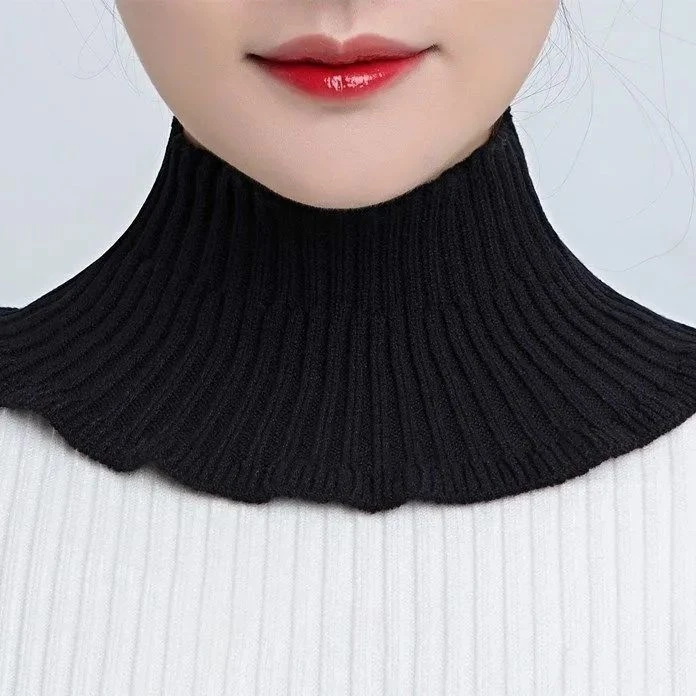 新款围脖女套头秋冬保暖护劲椎脖套 百搭装饰假领子针织中领毛线