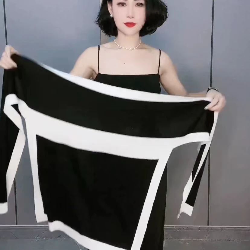 撞色披肩外搭针织围巾女网红ins打结春秋搭肩护颈椎脖子围脖装饰