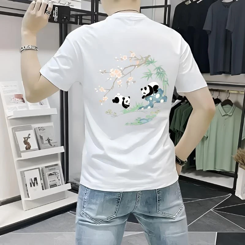 短袖t恤男款2024夏季新款中国风潮流时尚印花半袖上衣修身百搭T恤