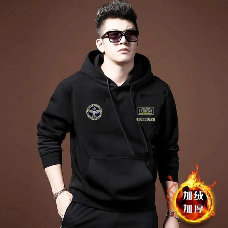 连帽卫衣男款长袖秋冬季新款加绒加厚潮流高档潮牌休闲装套头上衣