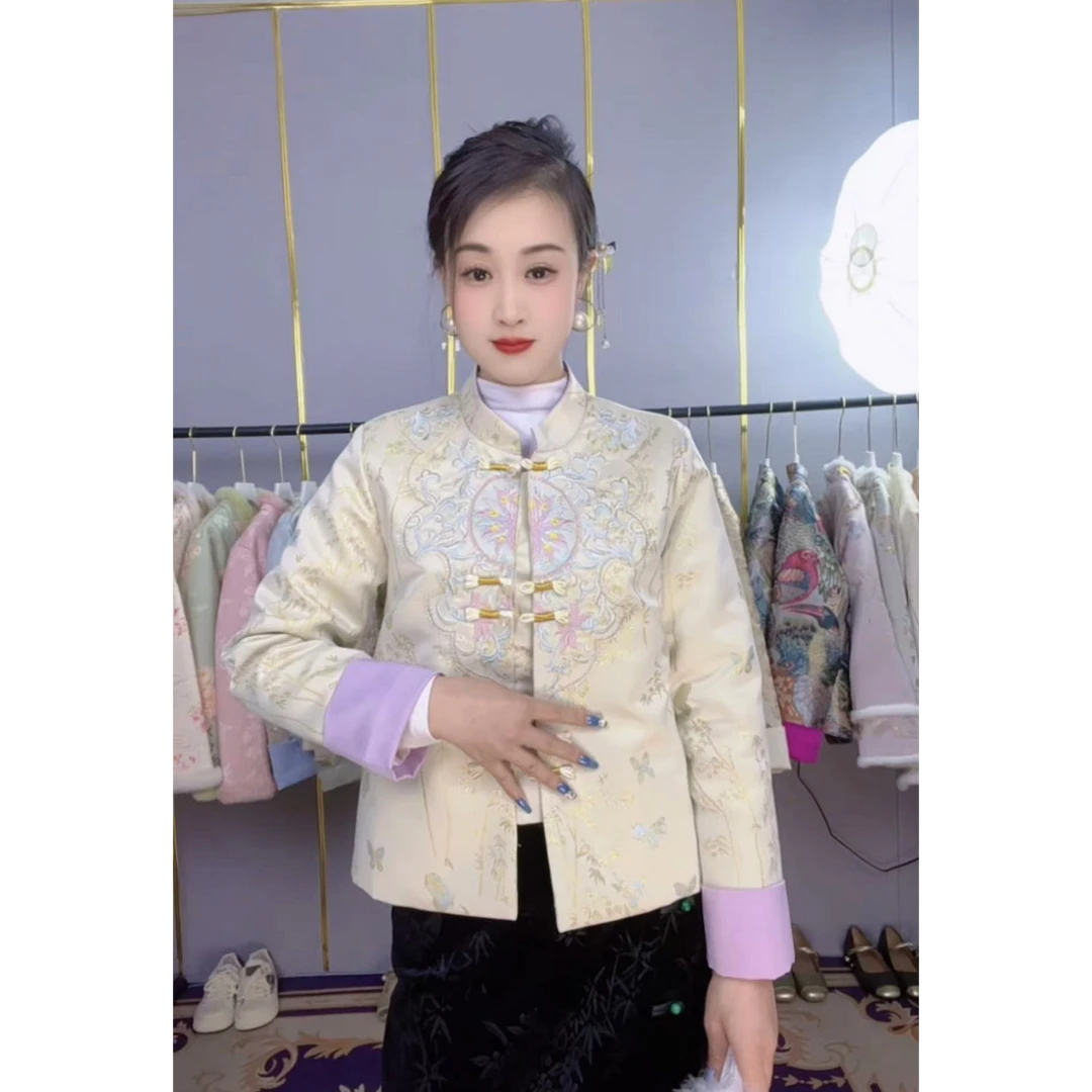 新中式外套女网红复古中国风ins民族风重工立领时尚秋冬绣花冬季