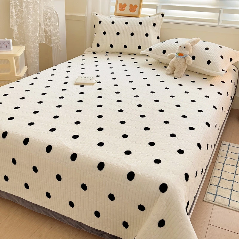 冬季加绒加厚保暖床单床盖牛奶绒宝宝绒床单双面布夹棉多功能三层