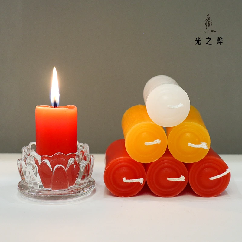 粗短圆柱过年红蜡烛无烟无味停电家用照明装扮布置气氛黄白小蜡烛