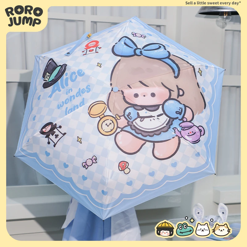 肉肉酱原创公主冒险雨伞遮阳伞黑胶晴雨两用防紫外线自动折叠女