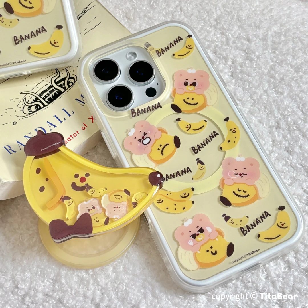 TitaBear香蕉宝宝原创适用iphone16磁吸磨砂二合一手机壳苹果15pm