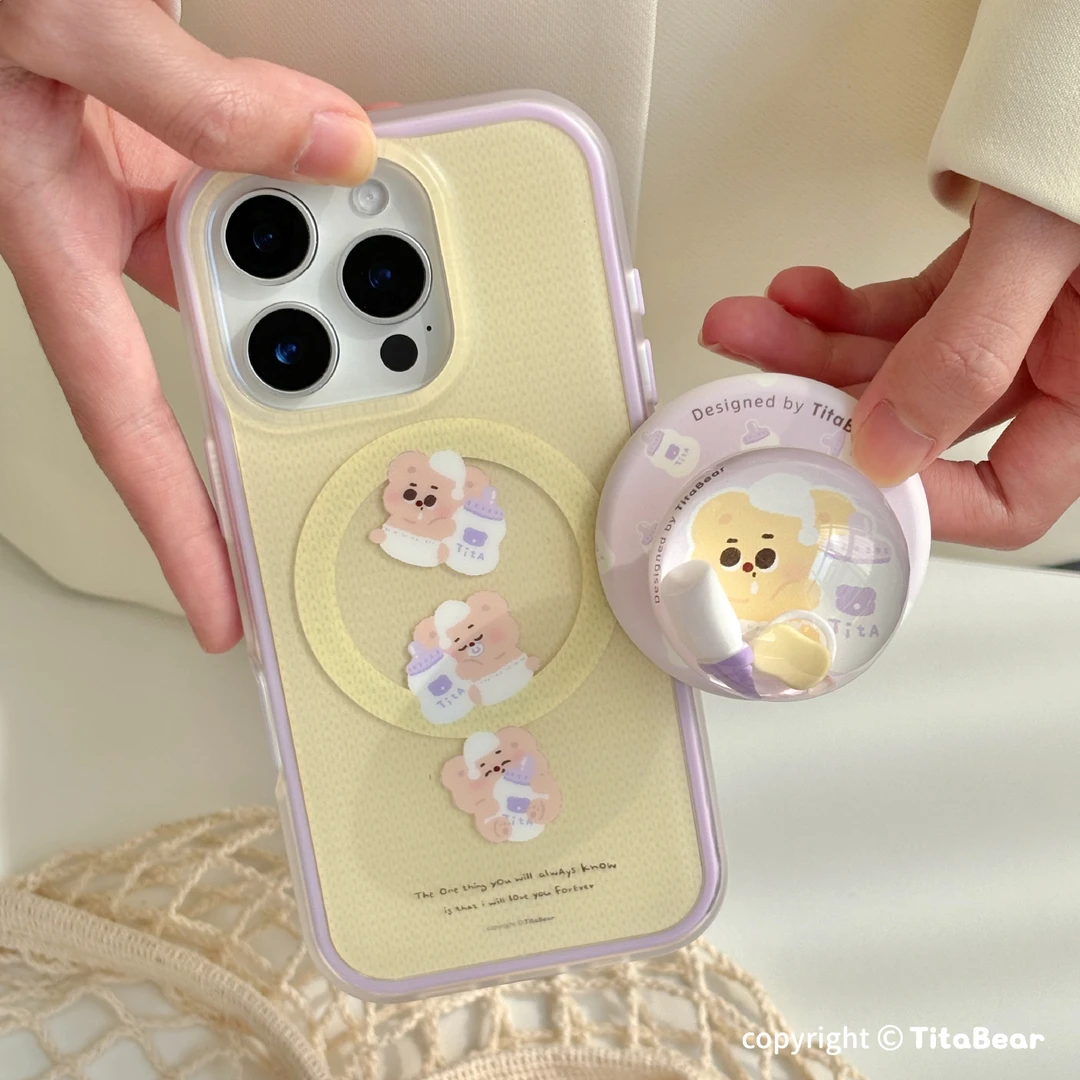 TitaBear奶瓶宝宝原创适用iphone16紫边磨砂二合一手机壳苹果15pm