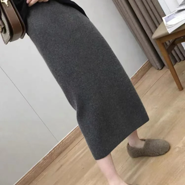 洋气品质货针织开叉包臀裙女韩版百搭半身裙