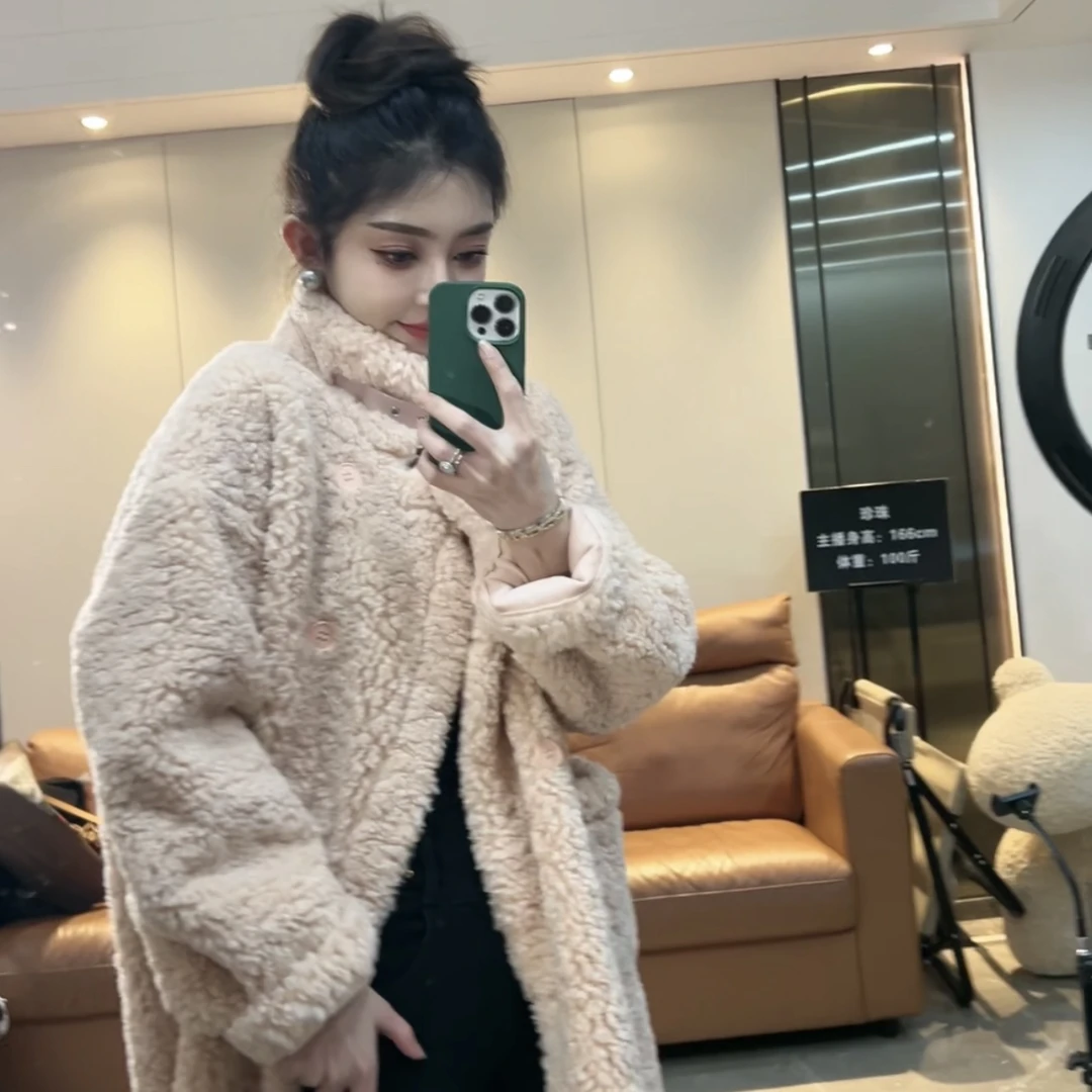 【珍珠定制】J15 凛冬将至~羔羔长外套 洋气时尚软糯百搭 J15008