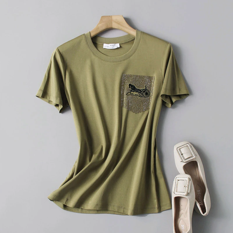 双面丝光棉短袖T恤个性半袖百搭圆领显瘦小衫深圳南油纯棉体恤衫