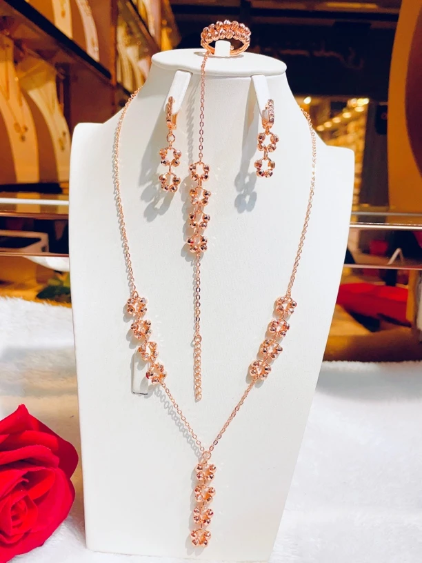 铜合金项链 parilar新款玫瑰金色时尚精美百搭四件套375