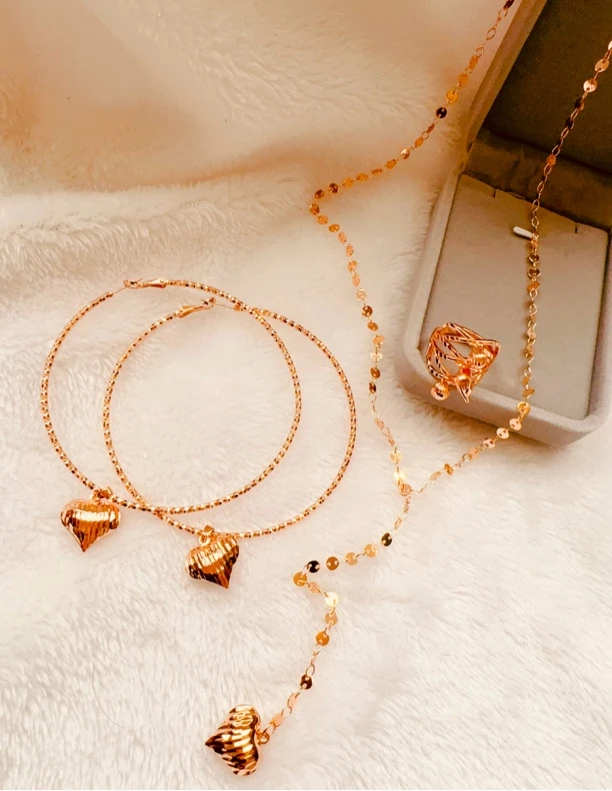 铜合金耳饰 parilar新款玫瑰金色时尚个性爱心耳圈三件套782