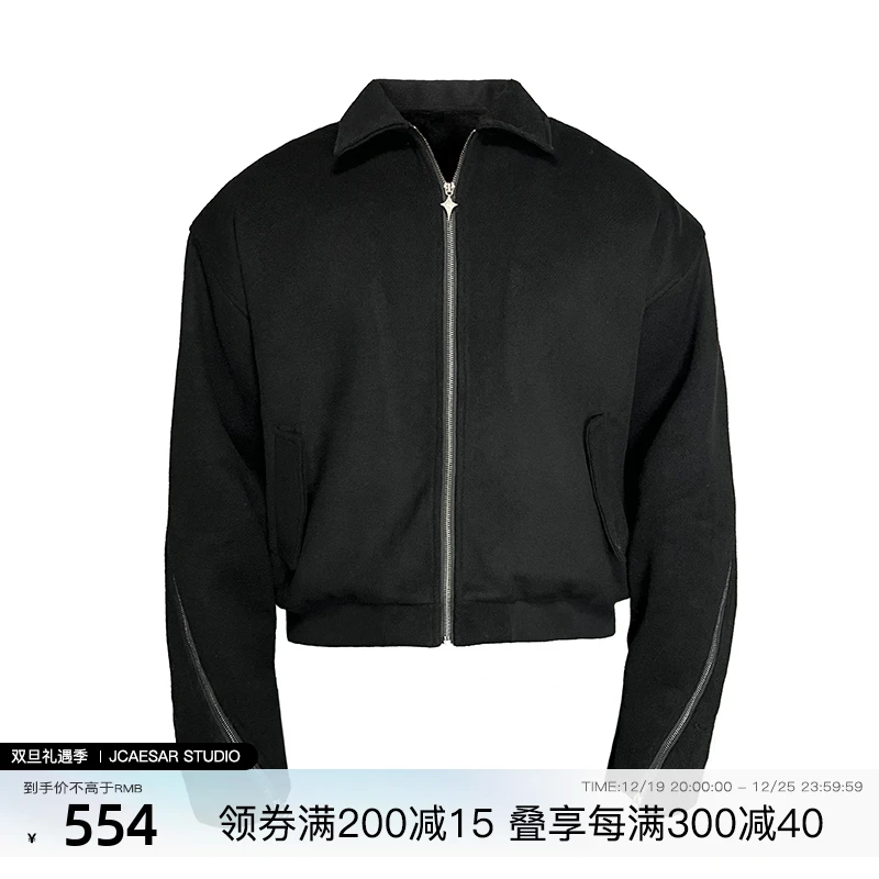 JCAESAR DOUBLE ZIPPER JACKET 重磅双拉链夹克黑色外套男