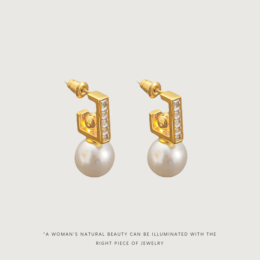 铜合金仿珍珠耳饰 轻奢时尚百搭耳钉F2655