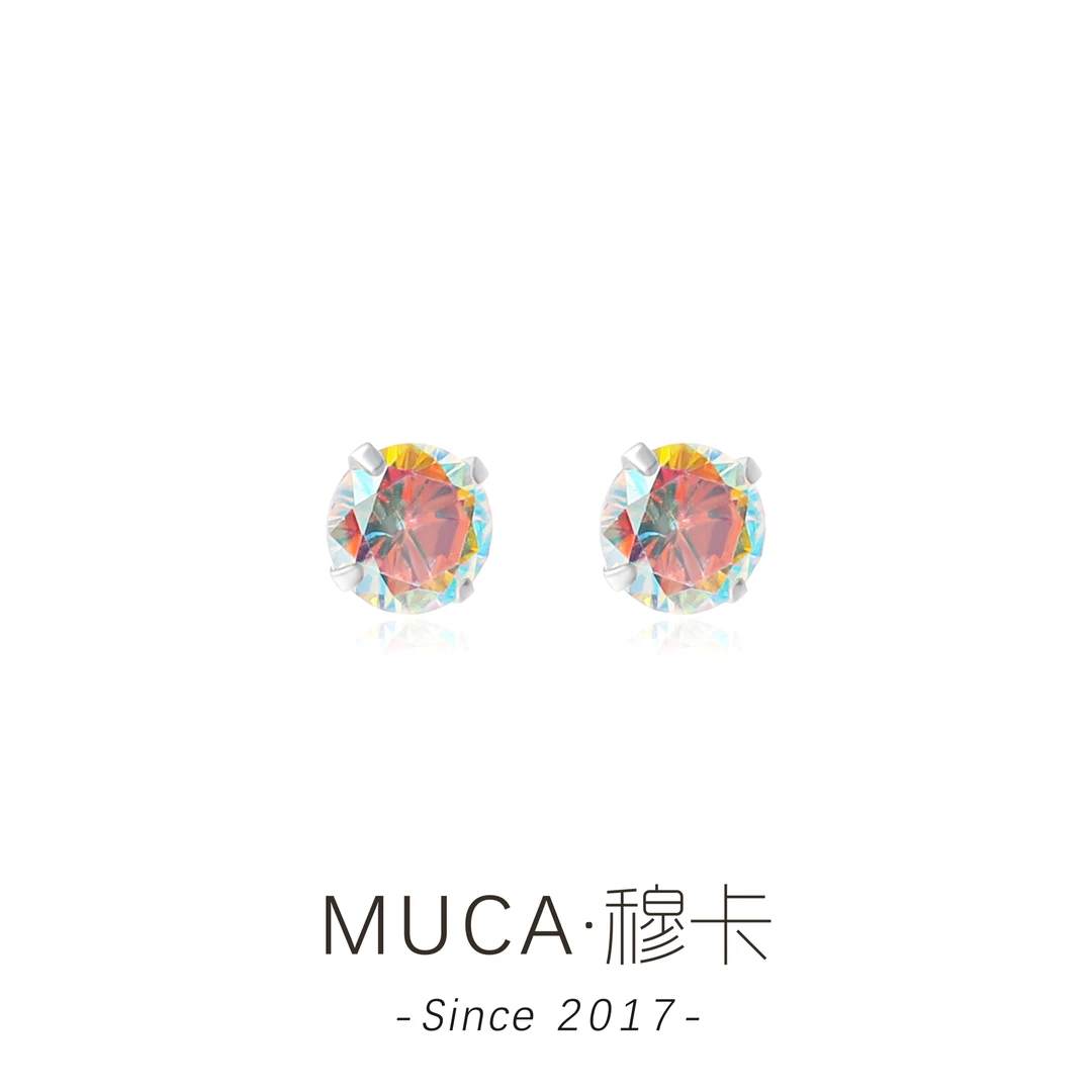 足银合成锆石耳饰 设计感时尚百搭气质轻奢简约女耳钉F2067