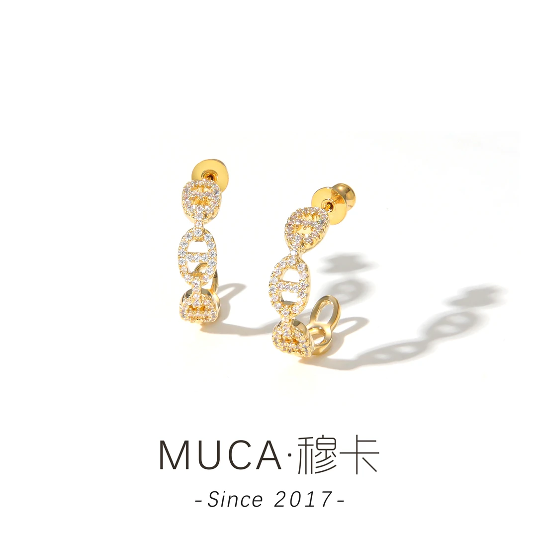 铜合金合成锆石耳饰  设计感时尚百搭气质轻奢简约女耳钉F2796