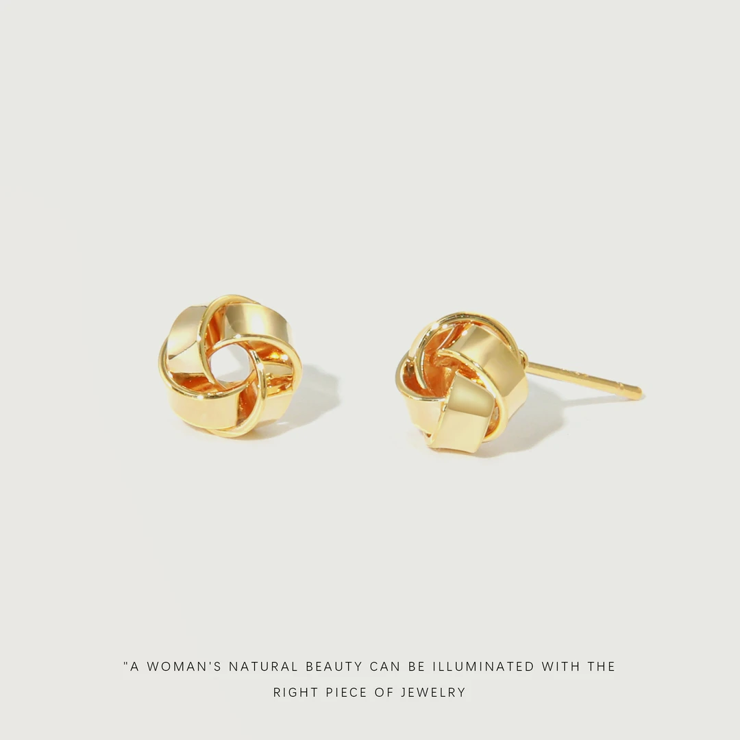 铜合金耳饰  【金属扭结】法式经典设计时尚百搭轻奢女耳钉A081