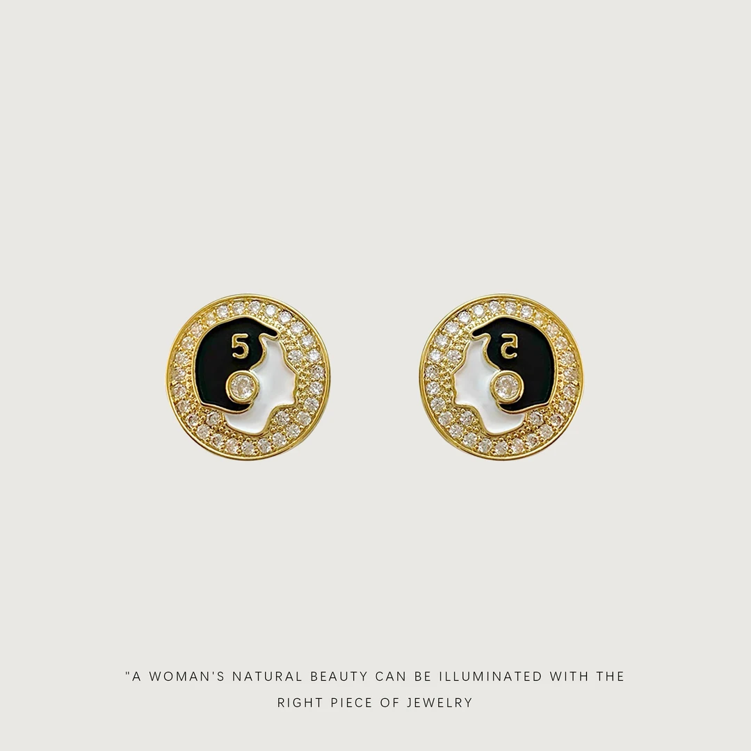 铜合金珐琅耳饰 设计感时尚百搭气质轻奢简约女耳钉F2662