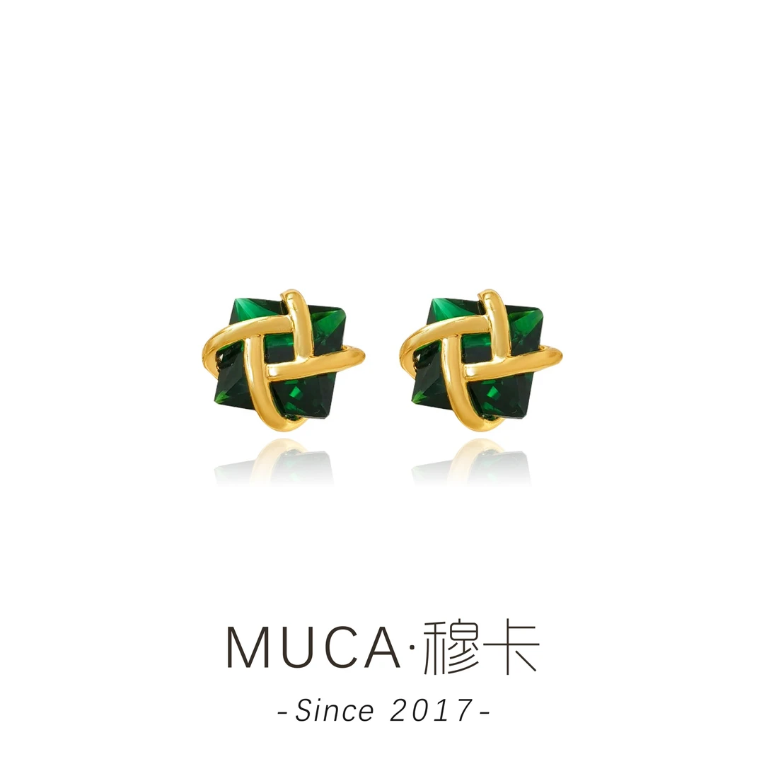 铜合金玻璃耳饰 设计感时尚百搭气质轻奢简约女耳钉F1986