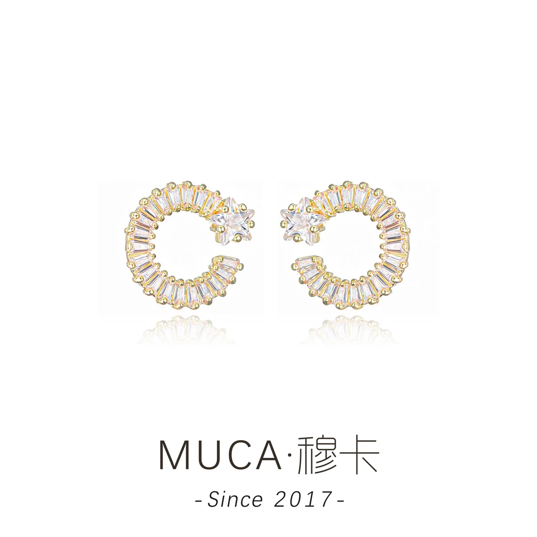 铜合金合成锆石耳饰 设计感时尚百搭气质轻奢简约女耳钉QQ168